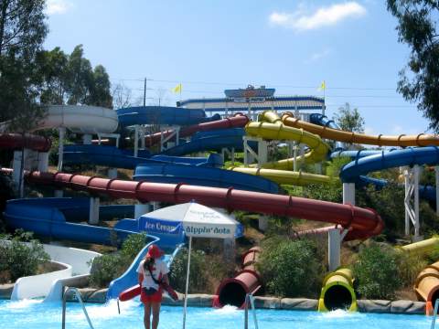 Water slides at waterpark
